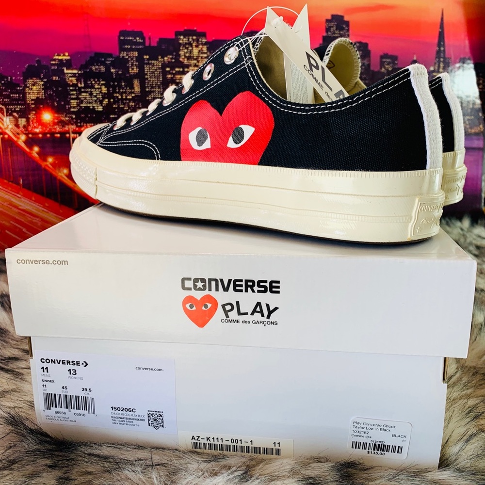 CONVERSE CHUCK 70 COMME DES GARÇONS PLAY BLACK-RED - Picture 2 of 8